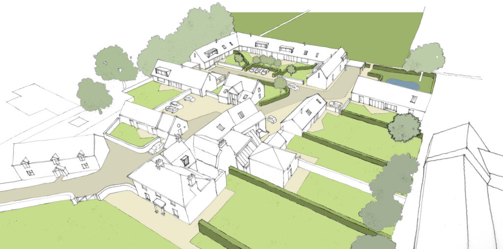 Sketch of development in Biddestone, Wiltshire