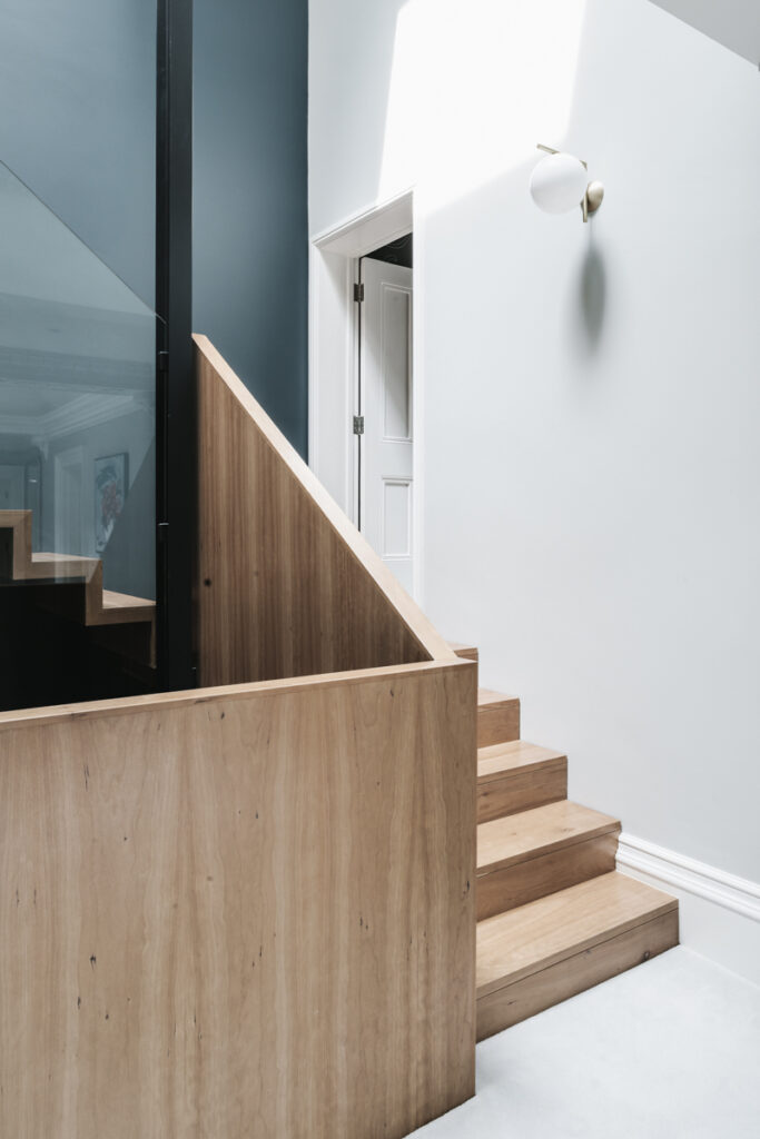 Hallway with a modern staircase at Clifton Villa in Bristol
