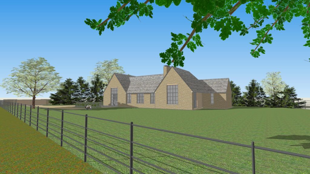 Visualisation of the exterior of Ivy Farm, Wiltshire