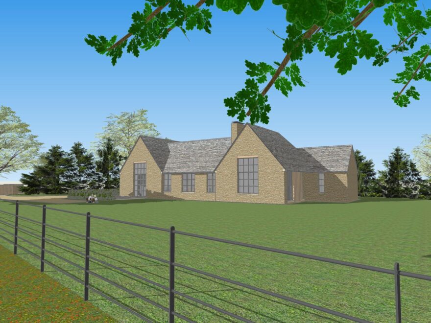Visualisation of the exterior of Ivy Farm, Wiltshire