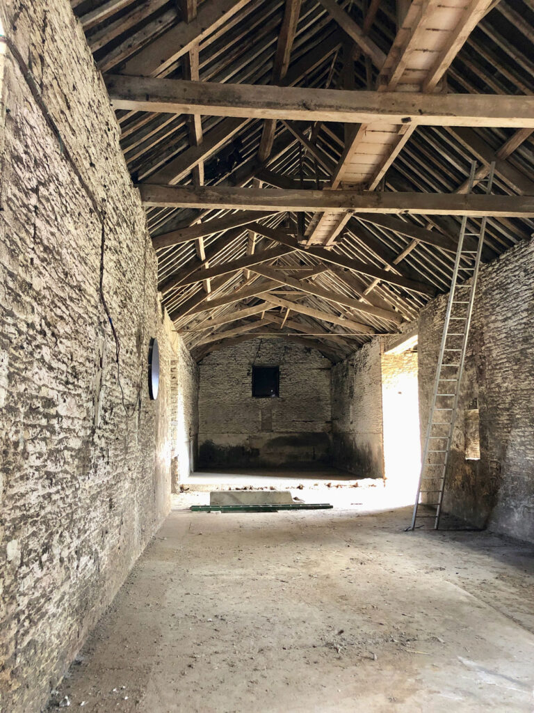 Work in progress on a barn conversion at The Farmyard in Grittleton, Wiltshire
