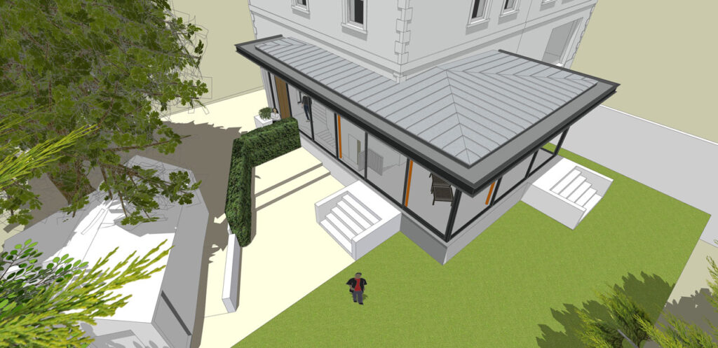 Aerial concept design of the extention at Victoria House. Bath